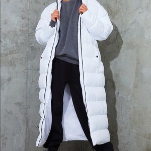 Maxi longline puffer jacket - white